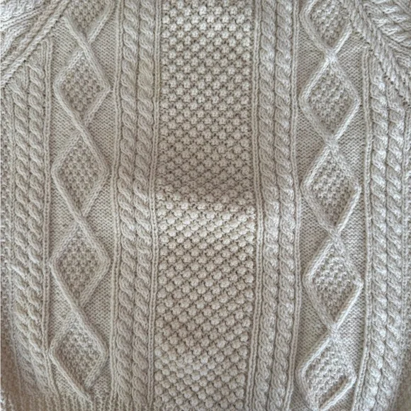 Irish Aran Handknit Wool Ivory Sweater for Men - Picture 7 of 11